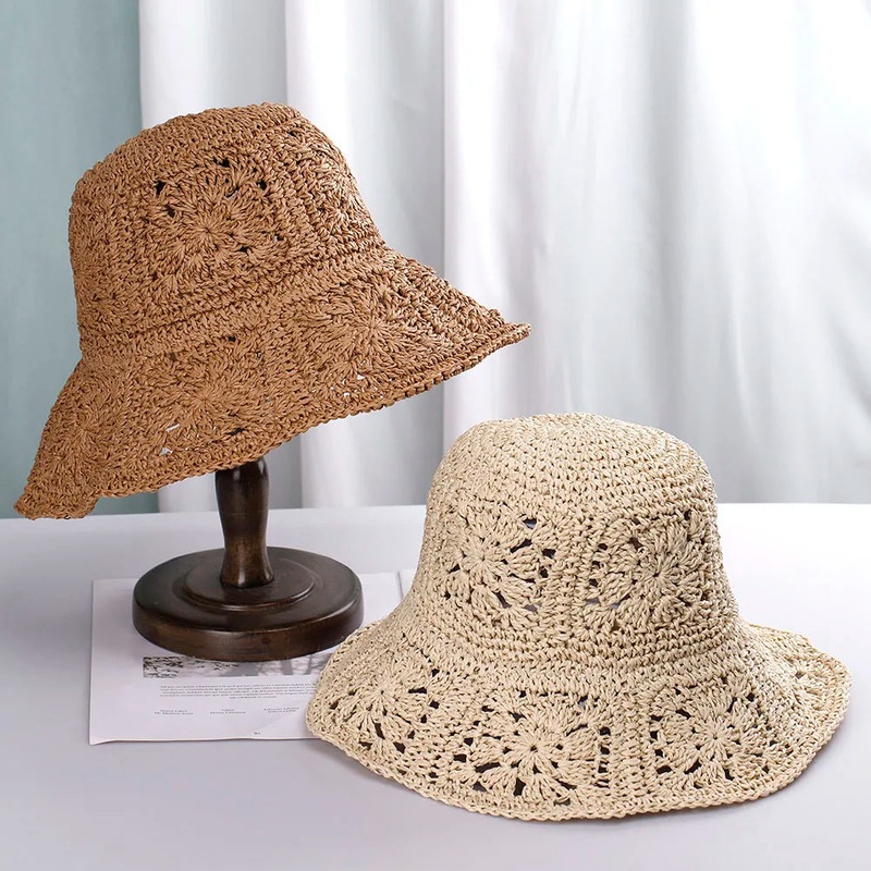 Womens Straw Hats Crochet Hat|Beige|Khaki|56-58cm