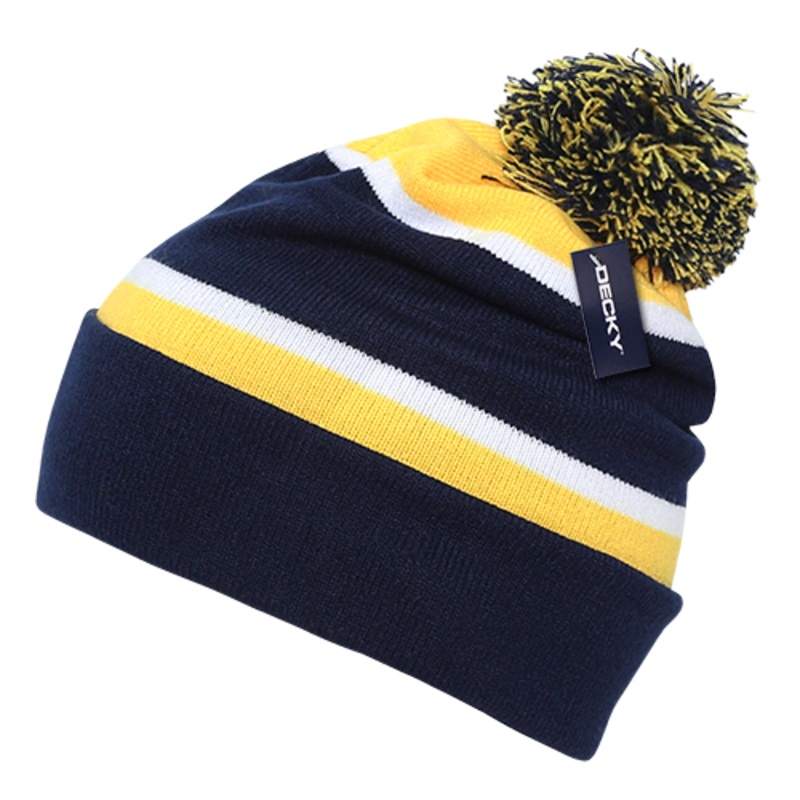 Two Tone Pom Pom, Knit Beanie – Decky 690