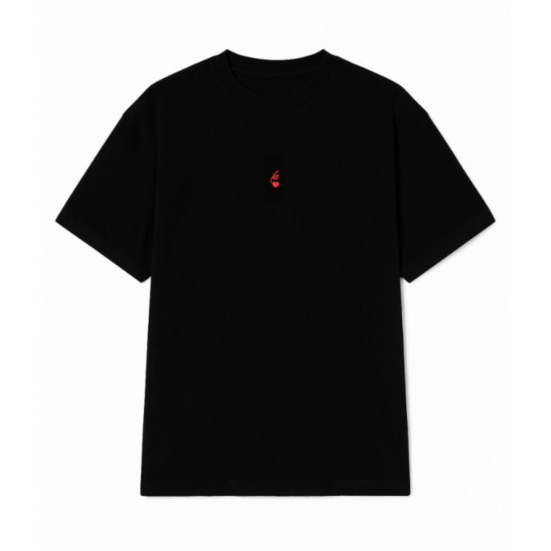 SIXTH JUNE – 6 Heart Embro SS Tshirt – Black