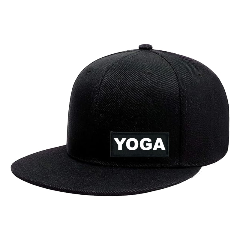 Yoga Brand   Patch Snapback Flat Brim Hat Black