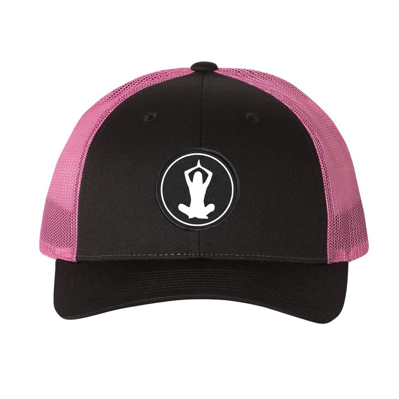 Yoga Meditation Icon Logo    Patch Snapback Trucker Hat Gray/Neon Pink