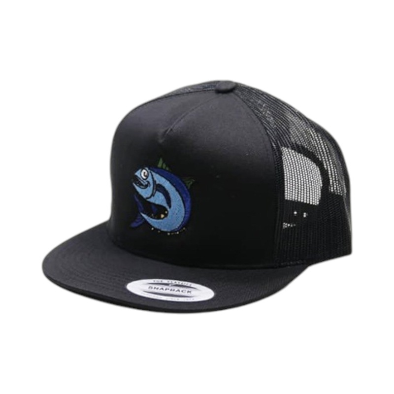 6-panel Snapback Cap with Embroidered Fish Logo
