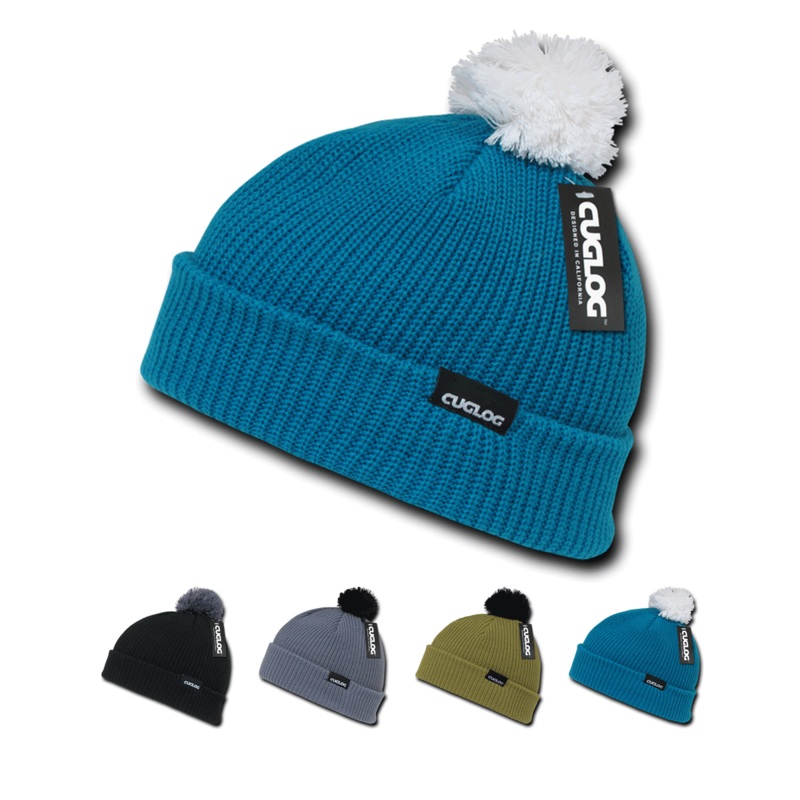 Everest Beanie, Knit Cap, Cuffed Beanie with Pom – Cuglog K002