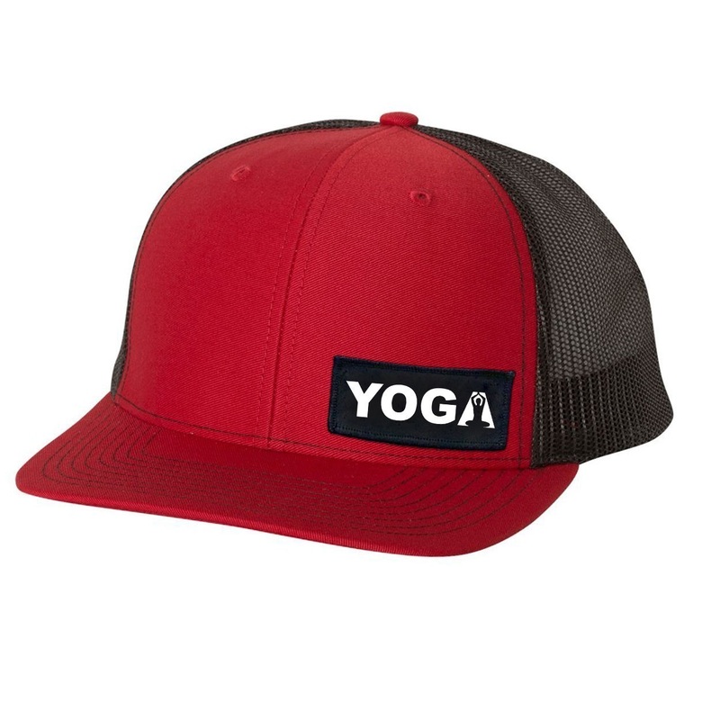 Yoga Meditation Logo   Patch Snapback Trucker Hat Red/Black