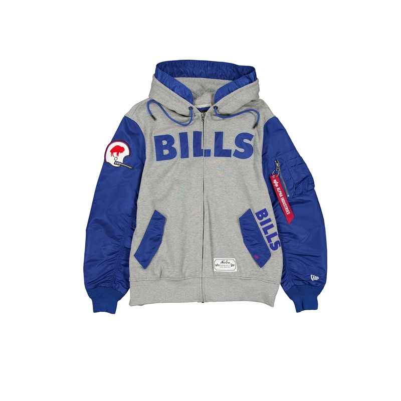 Alpha Industries x Buffalo Bills Historic Gray MA-1 Full Zip Fleece Jacket