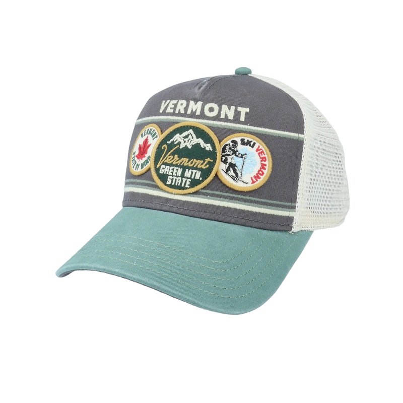 American Needle – Vermont Domino Trucker Cap – Ivory-Cool/Gray-Cedar