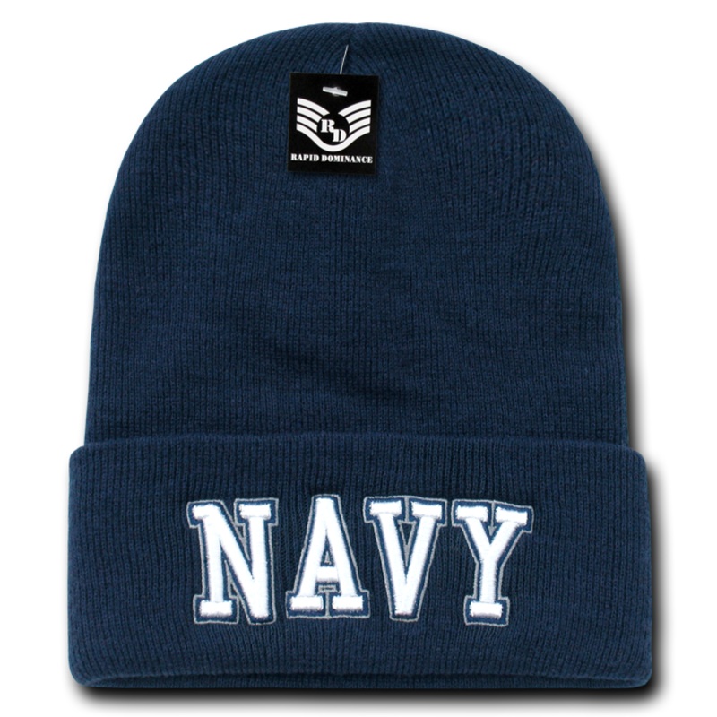 United States Navy Beanie, Navy Knit Cap, USN Beanie, Navy Text – Rapid Dominance S81
