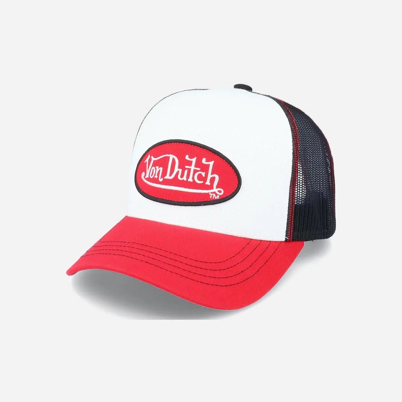 Von Dutch – Oval Patch – White/Red Trucker Cap