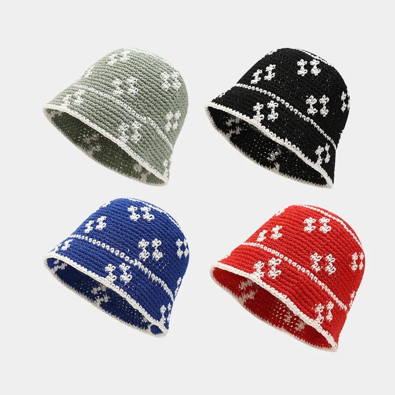 2025 Cotton Flower Bucket Hat|Red|Black|Blue|Green|56-58cm wear