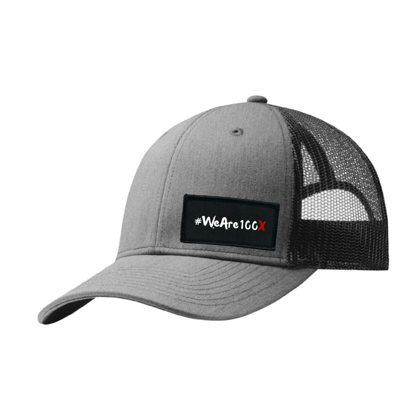 We Are 100X White   Patch Snapback Trucker Hat Heather Gray/Black