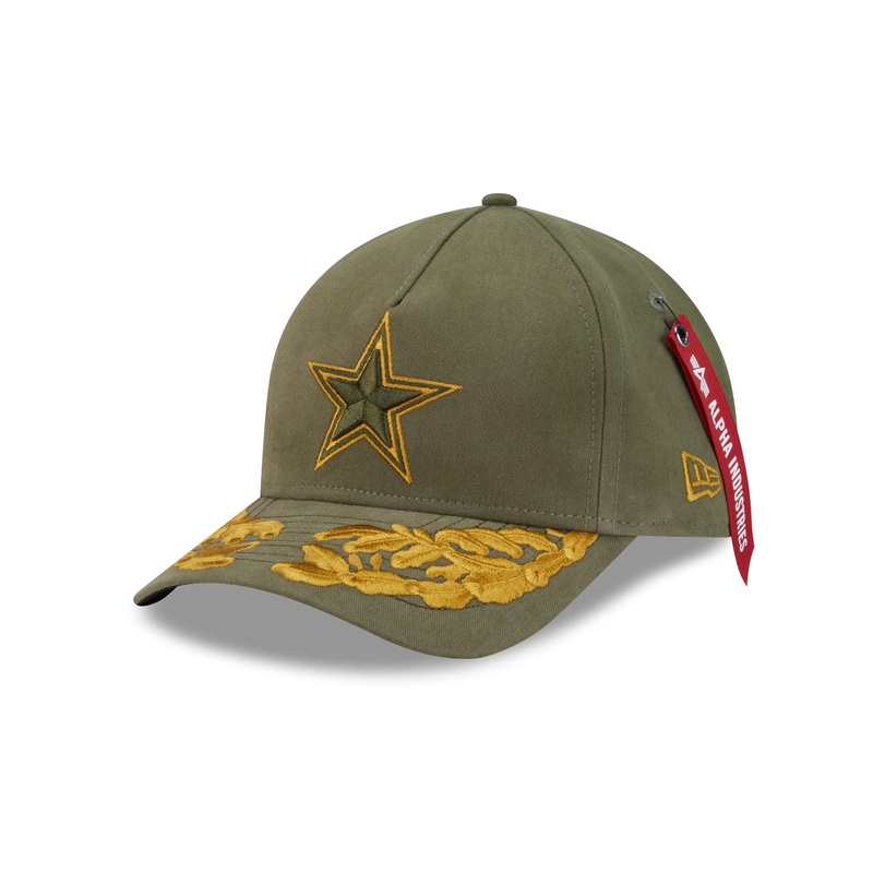 Alpha Industries x Dallas Cowboys Olive Green 9FORTY M-Crown A-Frame Snapback Hat