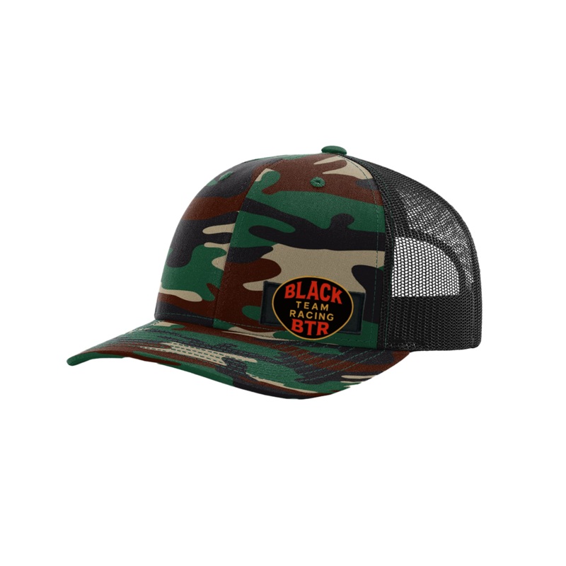 Black Team Racing   Patch Richardson Snapback Trucker Hat Army Camo/Black