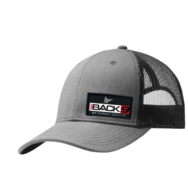 The Back Nine Motocross Facility   Patch Snapback Trucker Hat Heather Gray/Black