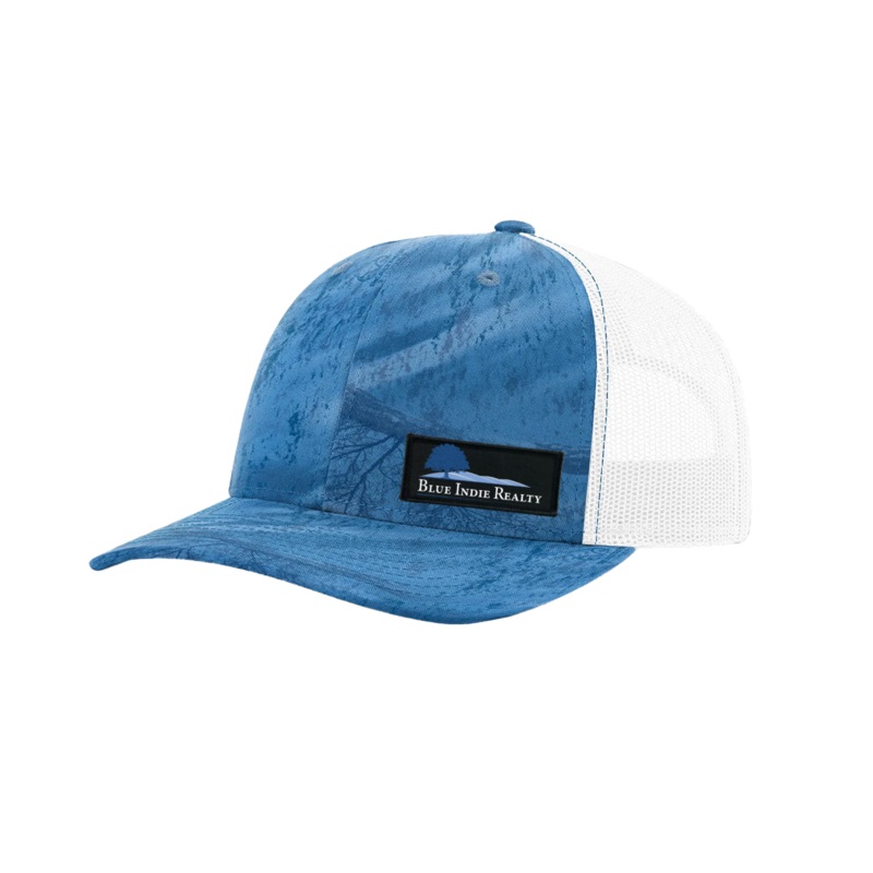 Blue Indie Realty   Patch Richardson Snapback Trucker Hat Realtree Fishing Light Blue/White