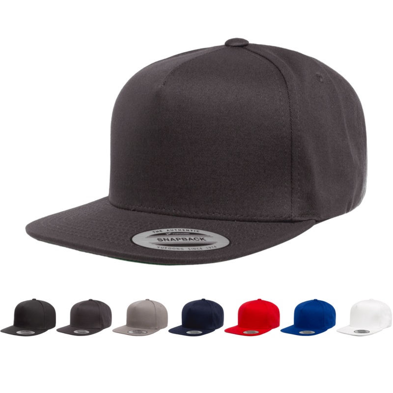 Yupoong 6007 5-Panel Cotton Twill Snapback Hat, Flat Bill Cap – YP Classics