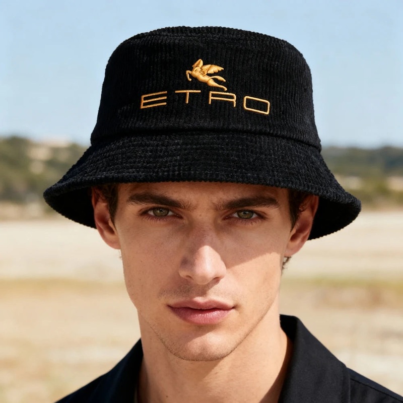 ‘E’ Embroidery Corduroy Bucket Hat Breathable Sun Hat Unisex Fisherman Cap For Men & Women
