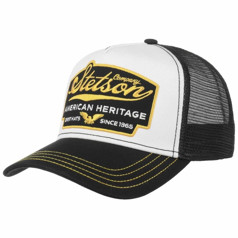 American Heritage Trucker Cap – White/Black