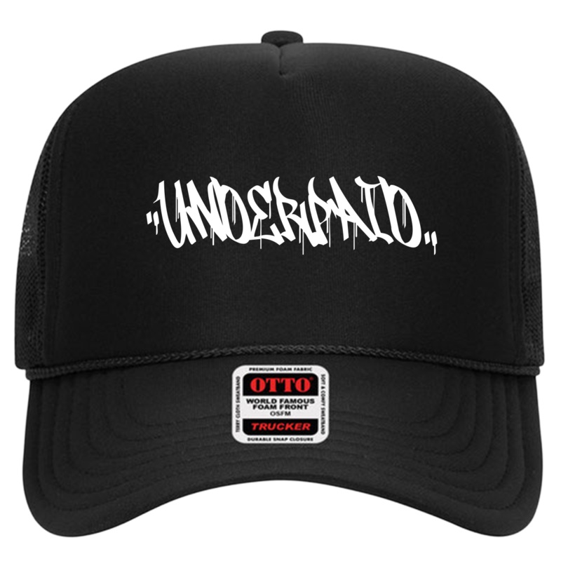 Underpaid  5 Panel High Crown Mesh Back Trucker Hat Black