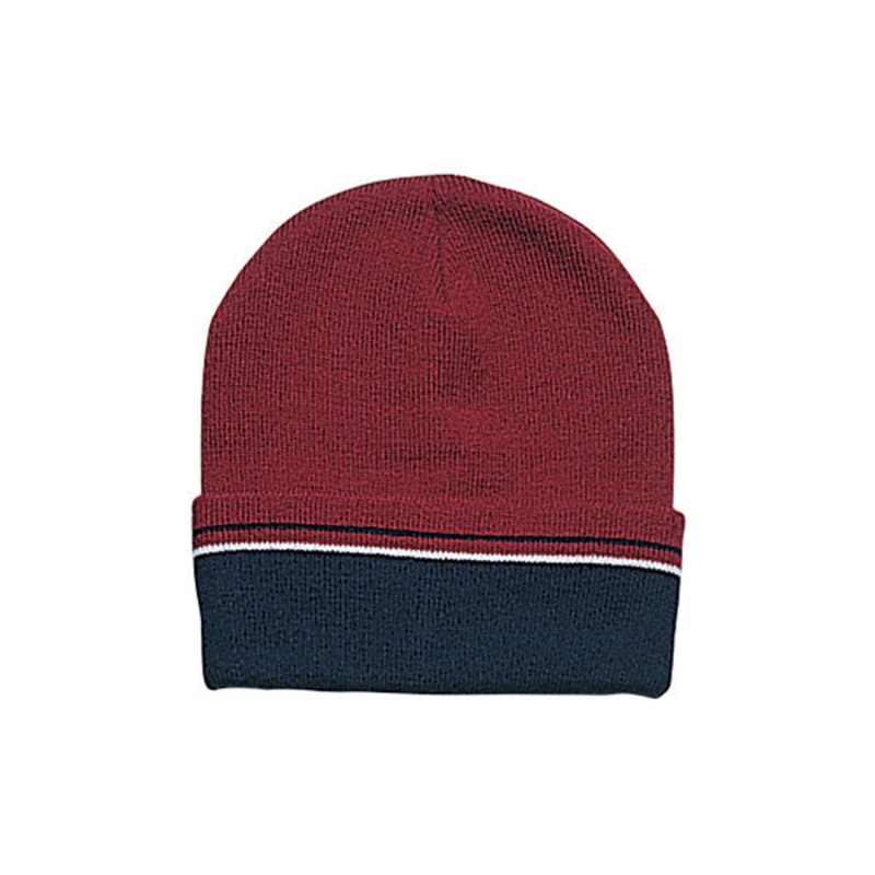 Mega Cap 5012 Acrylic Beanie|BURG-NVY-WT|GRN-BLK-WT|NVY-GRN-WT|RED-BLK-WT
