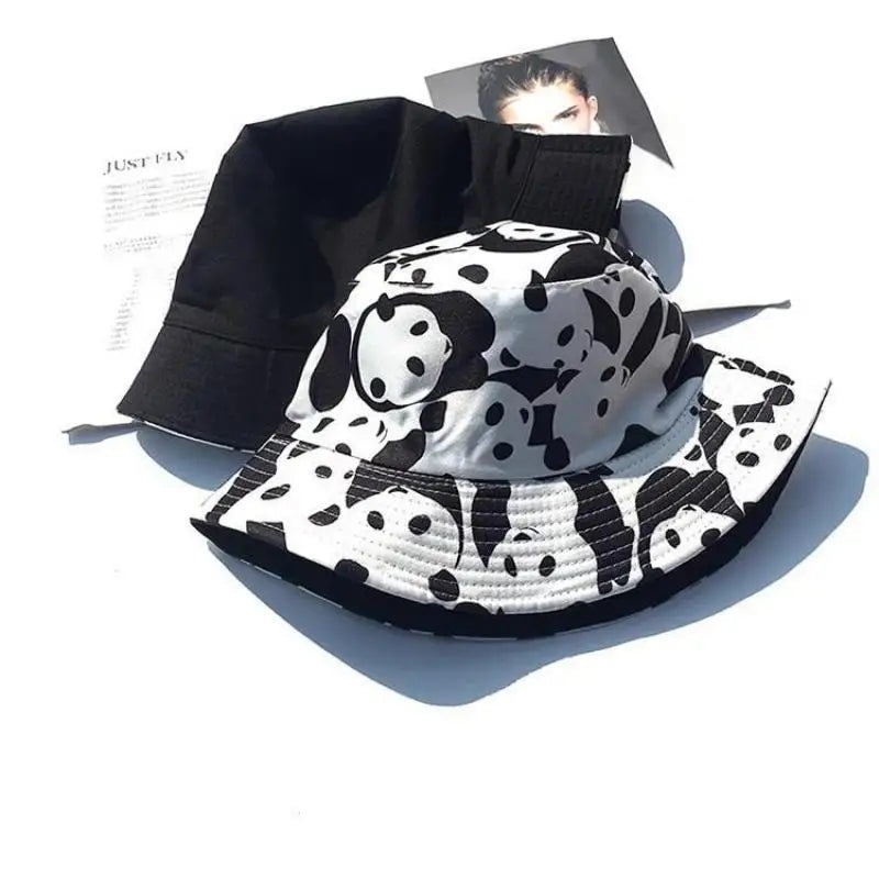 Bucket Hat Women Men Unisex Panda Printed Fisherman Cap Female