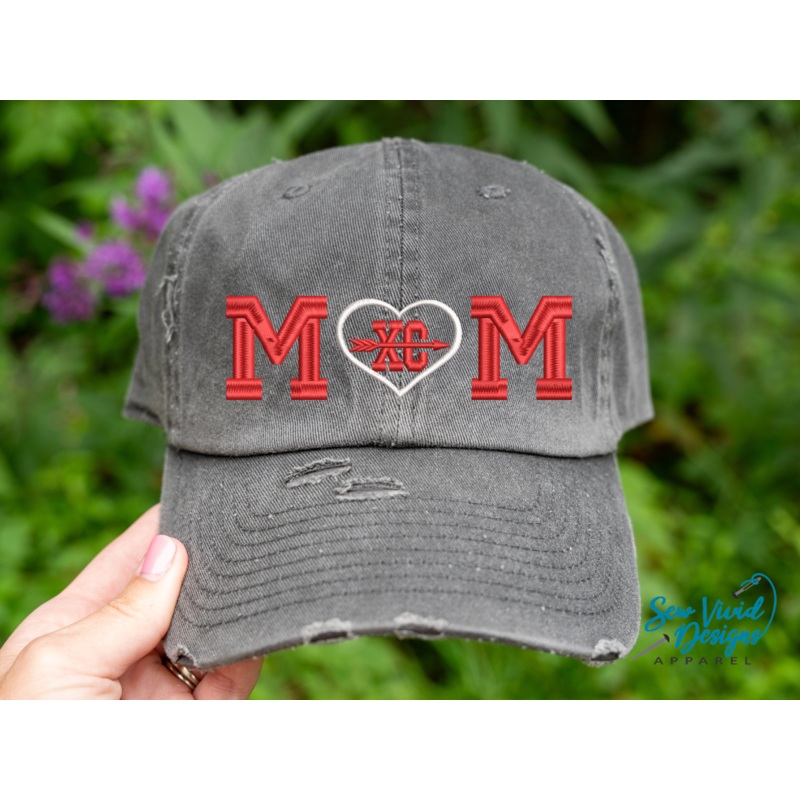 Cross Country Mom Hat | XC Distressed Baseball Cap OR Ponytail Hat
