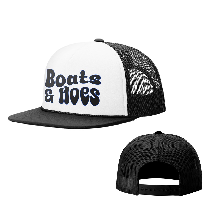 Boats & Hoes Foam Trucker Hat|Snapback Trucker|Full Black|Charcoal|Navy|White and Black|White and Charcoal|White and Navy|White and Navy and Red