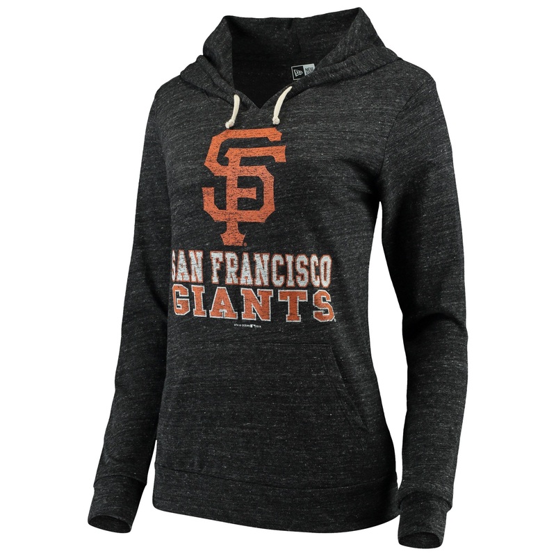 New Era Women’s San Francisco Giants Jersey Tri-Blend Pullover Hoodie-Black