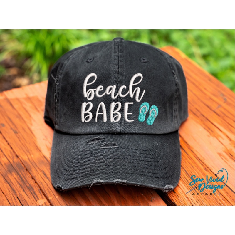 Beach Babe Hat | Distressed Baseball Cap OR Ponytail Hat