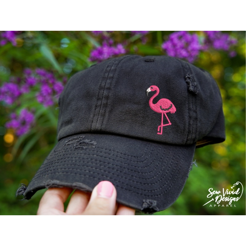 Flamingo | Distressed Baseball Cap OR Ponytail Hat