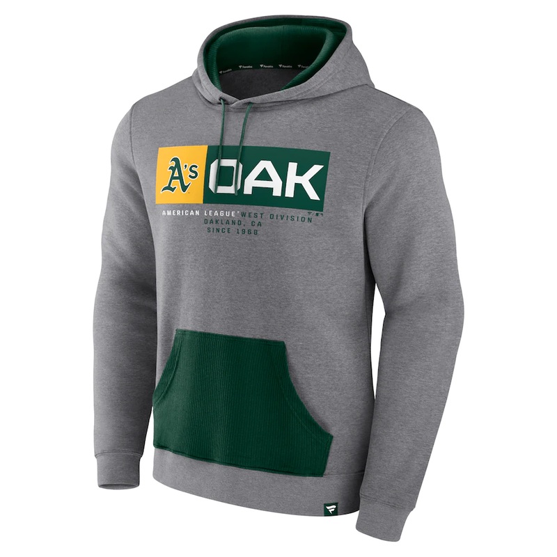 Oakland Athletics Fanatics Branded Iconic Steppin Up Fleece Pullover Hoodie – Heathered Gray